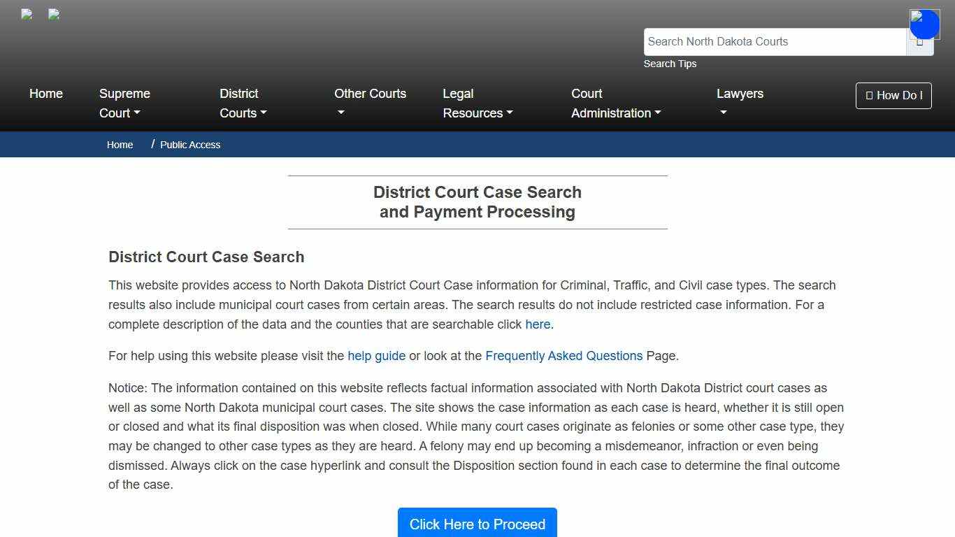 North Dakota Court System - District Court Case Search and Payment Processing